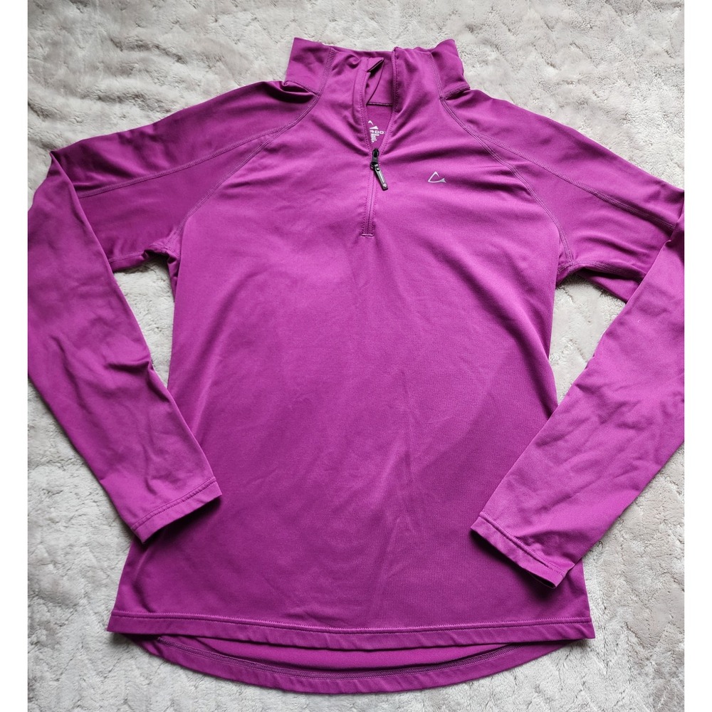 Paradox Womens Fuchsia Pink Quarter Zip Pullover Activewear Top Medium 507171